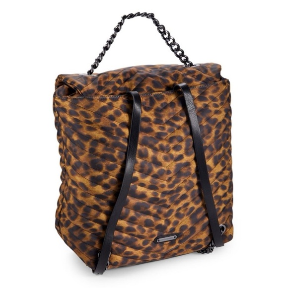 Rebecca Minkoff Edie Leopard Backpack NWT Quilted Chain Bag main image 5